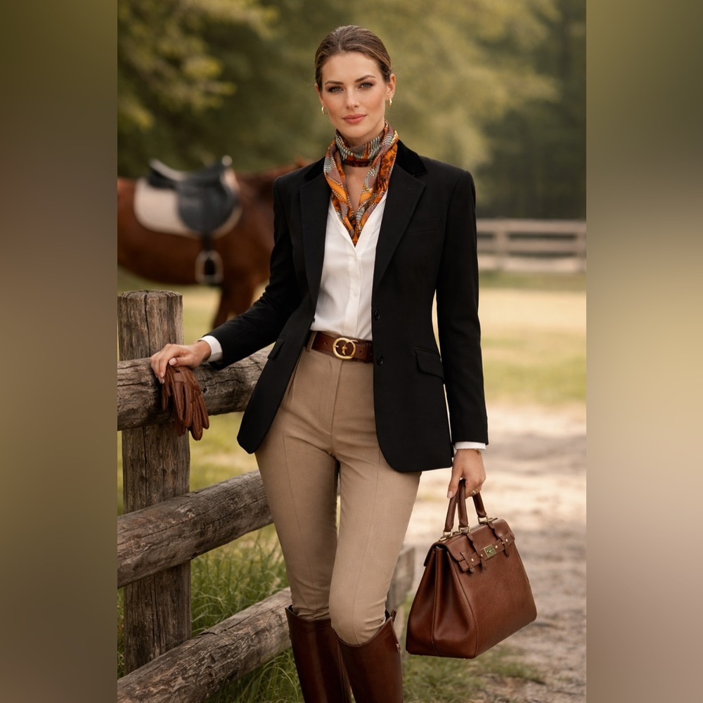 Ralph Lauren Black Riding Blazer with Velvet Collar